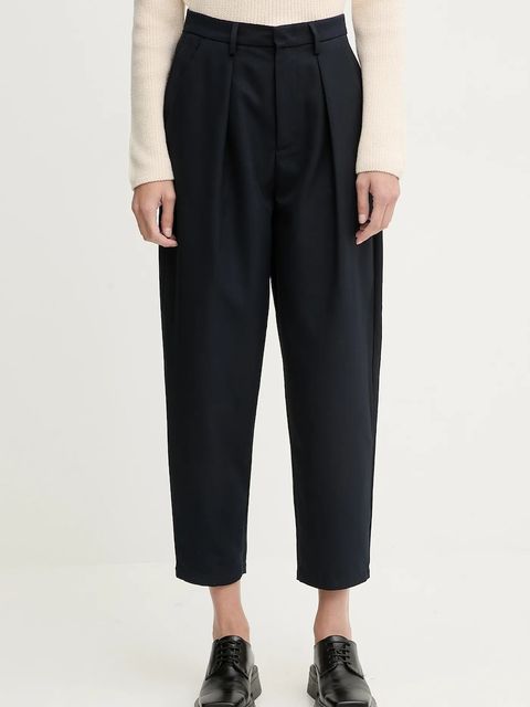 Marc O'Polo spodnie damskie kolor granatowy fason cygaretki high waist 5000007591 - zdjęcie produktu nr 1