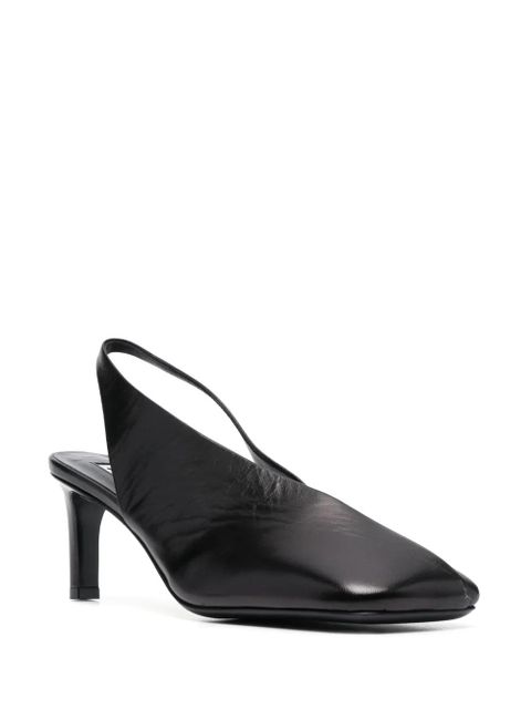 Jil Sander 75mm square-toe leather pumps - Black - zdjęcie produktu nr 2
