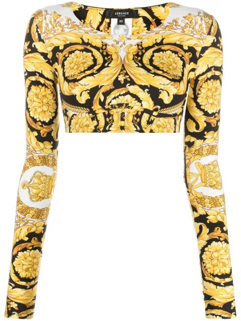 Versace Barocco-print crop top - White - zdjęcie produktu nr 1