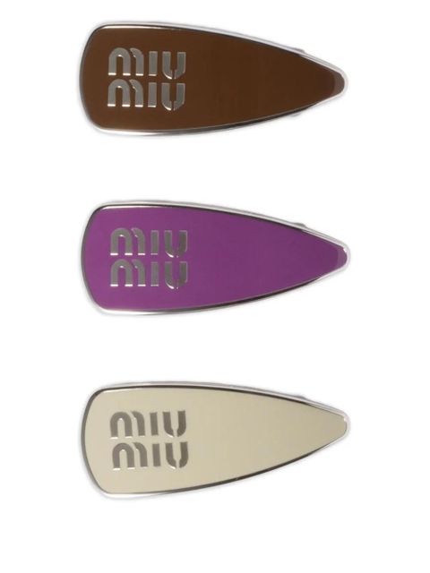 Miu Miu logo enamel hair clip - Silver - zdjęcie produktu nr 1