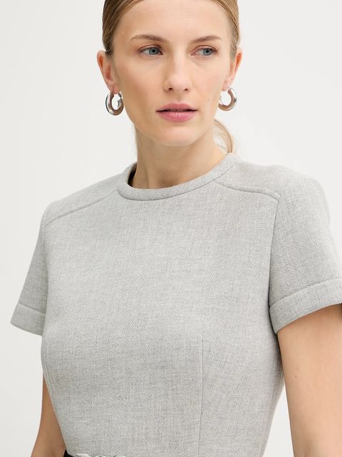 Pinko sukienka z dodatkiem wełny kolor szary mini rozkloszowana 106084 A2ZQ