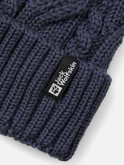Jack Wolfskin czapka Pompom kolor granatowy wełniana 1905092