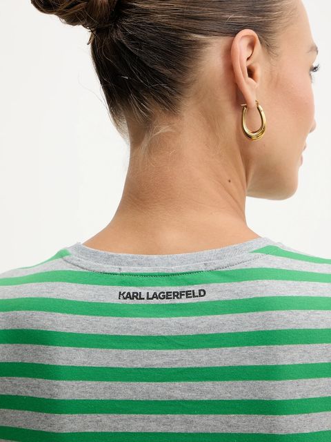 Karl Lagerfeld t-shirt bawełniany IKON damski kolor zielony B1W17037