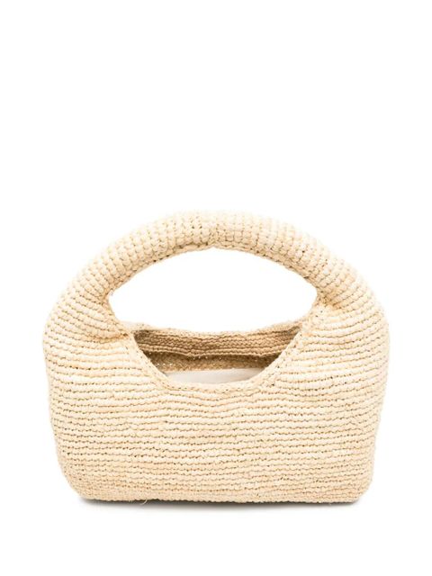 Manebi Halfmoon raffia tote bag - Neutrals