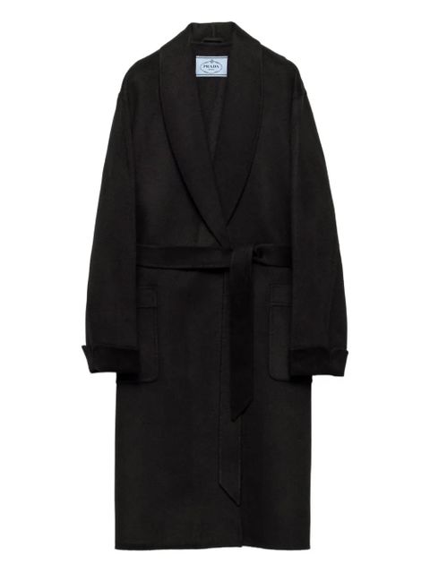 Prada shawl-lapels belted coat - Black - zdjęcie produktu nr 1