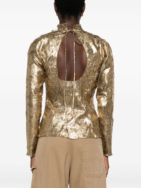 GANNI crinkled top - Gold