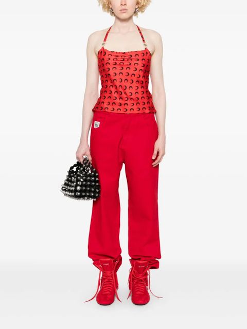 Marine Serre crescent moon-print top - Red