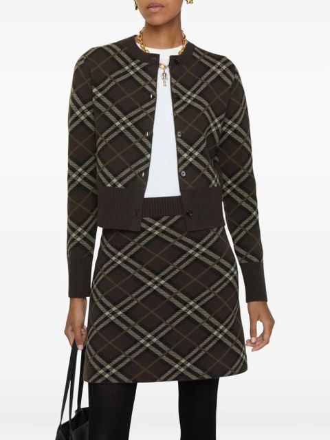Burberry check-pattern cashmere cardigan - Brown