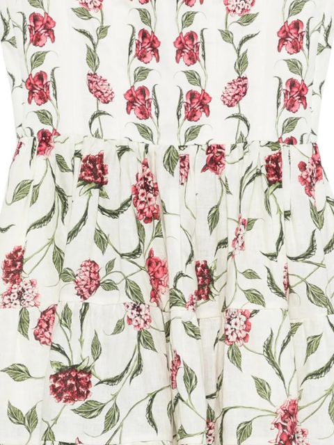 Agua By Agua Bendita Granadilla Quebrada floral embroidery dress - White