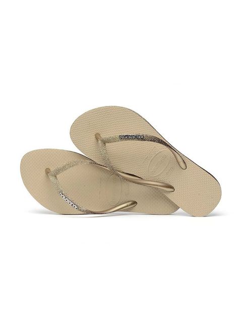 Havaianas japonki SLIM SPARKLE II damskie kolor beżowy na płaskim obcasie 4146093.0154