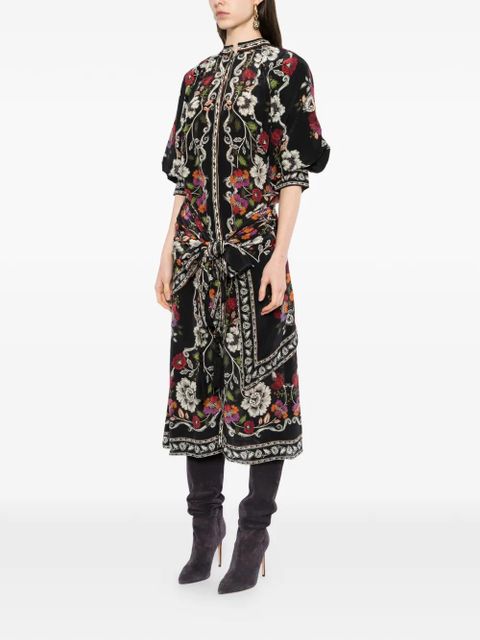FARM Rio Rococo Flowers midi dress - Black
