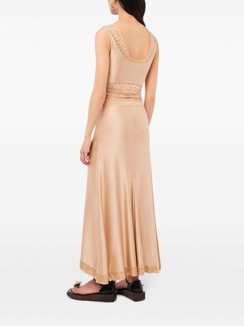 Rabanne embroidered eyelets asymmetric skirt - Neutrals