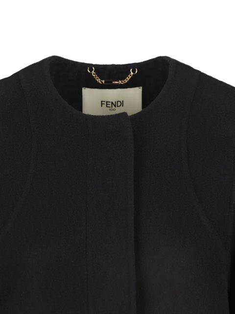 FENDI puff-sleeve velvet-pocket coat - Black