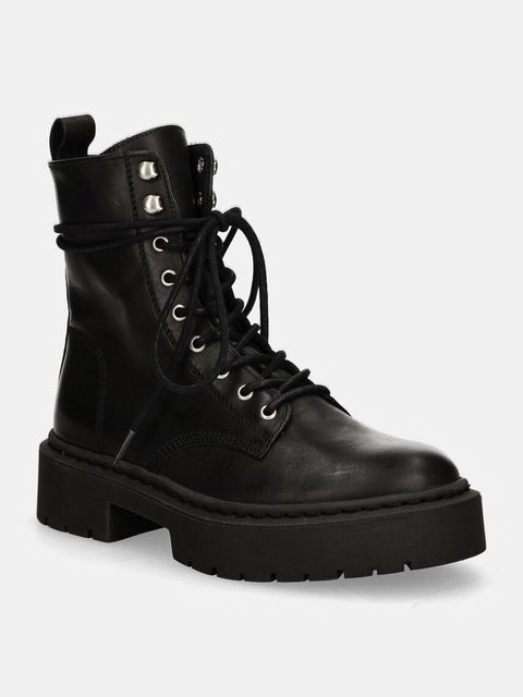 Steve Madden workery skórzane Gusto damskie kolor czarny na płaskim obcasie SM11003330 - zdjęcie produktu nr 1