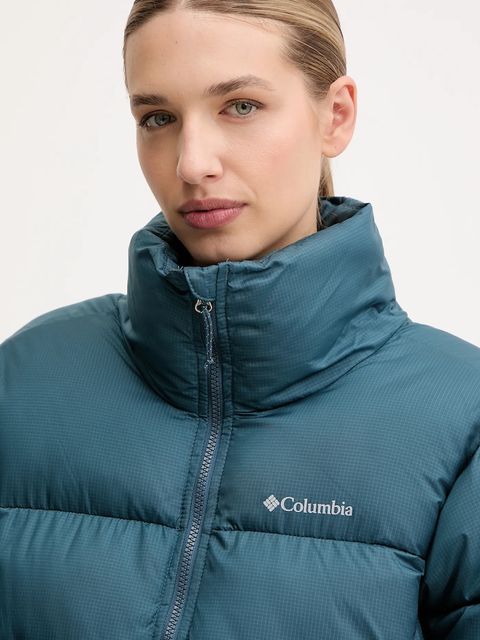 Columbia kurtka Puffect Colorblock kolor turkusowy zimowa 2088501