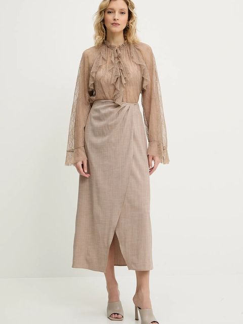 Answear.LAB bluzka damska kolor brązowy gładka