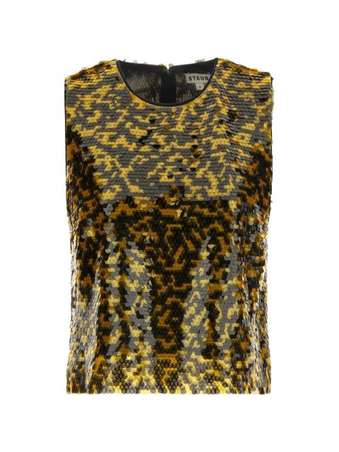 STAUD Seraphina two-tone sequinned top - Yellow - zdjęcie produktu nr 1