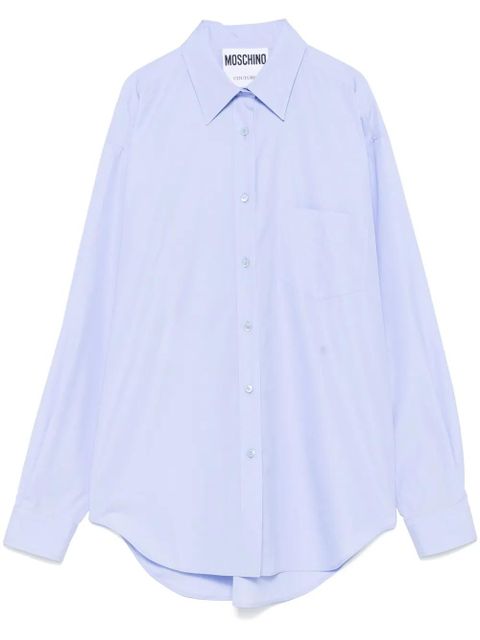 Moschino logo-embroidered shirt - Blue - zdjęcie produktu nr 1