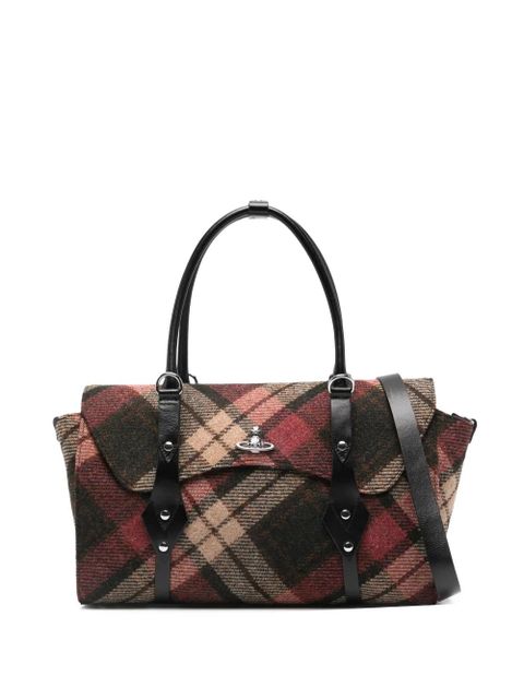 Vivienne Westwood Harris Tweed Check tartan tote bag - Brown - zdjęcie produktu nr 1