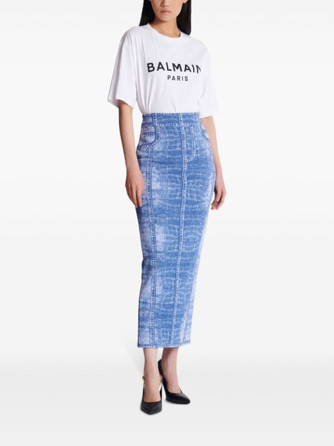 Balmain denim midi skirt - Blue