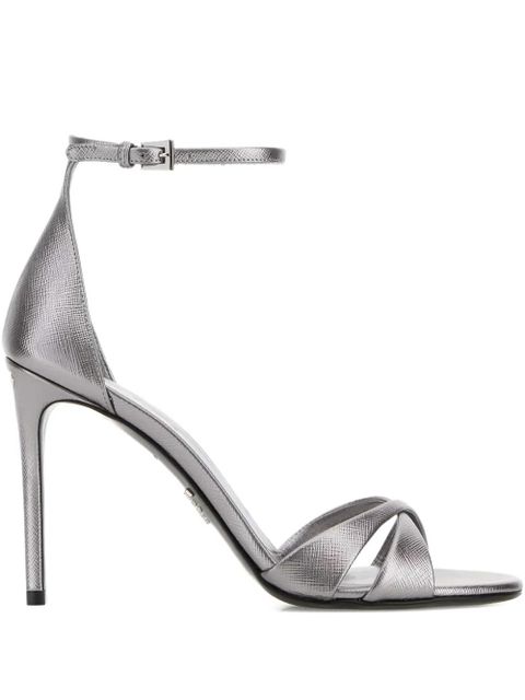 Prada leather heeled sandals - Silver - zdjęcie produktu nr 1