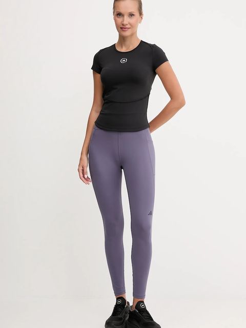 adidas Performance legginsy treningowe Own The Run damskie kolor fioletowy gładkie JV7211 - zdjęcie produktu nr 2