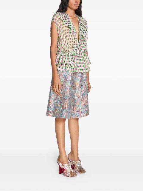 DRIES VAN NOTEN polka-dot ruffled top - Neutrals