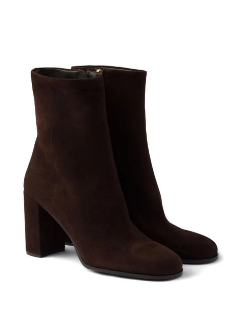 Prada 85mm suede block-heel boots - Brown