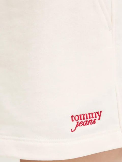 Tommy Jeans szorty bawełniane damskie kolor beżowy gładkie high waist DW0DW20353