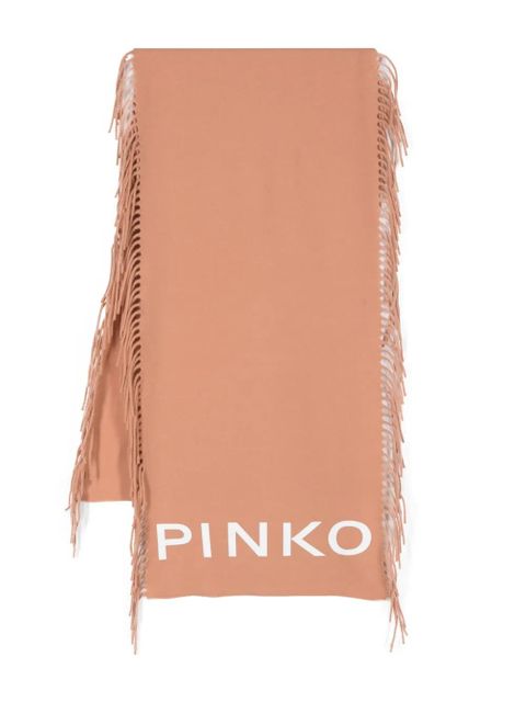 PINKO logo-print fringed scarf - Brown - zdjęcie produktu nr 1