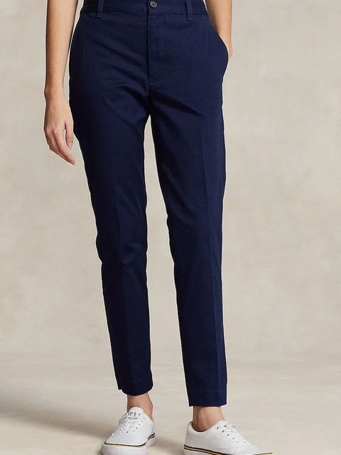 Polo Ralph Lauren spodnie damskie kolor granatowy proste high waist - zdjęcie produktu nr 1