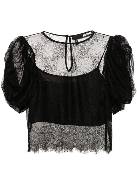 ROTATE BIRGER CHRISTENSEN puff-sleeves lace blouse - Black - zdjęcie produktu nr 1