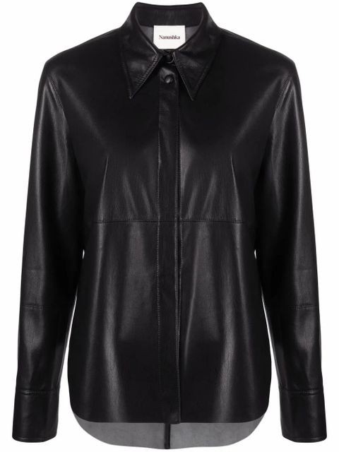 Nanushka vegan-leather long-sleeve shirt - Black - zdjęcie produktu nr 1