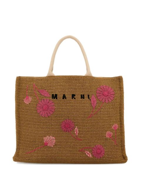 Marni raffia flower tote bag - Brown - zdjęcie produktu nr 1