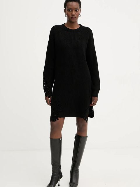 Pinko sukienka z dodatkiem wełny kolor czarny mini oversize 105504 A2R1