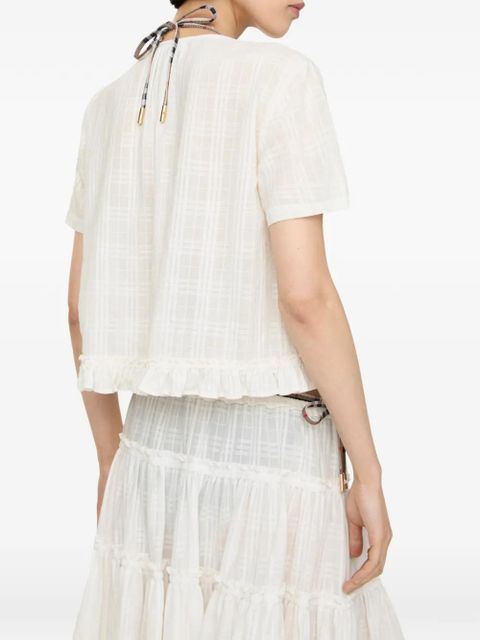Burberry Check cotton voile blouse - Neutrals