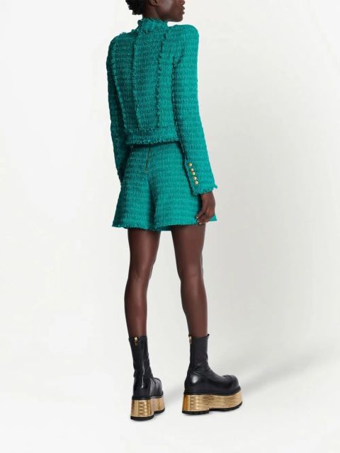 Balmain buttoned tweed jacket - Green