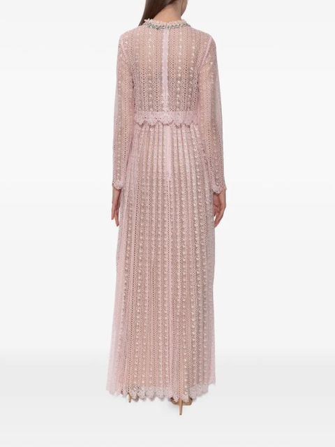 Self-Portrait open-work long-sleeve dress - Pink