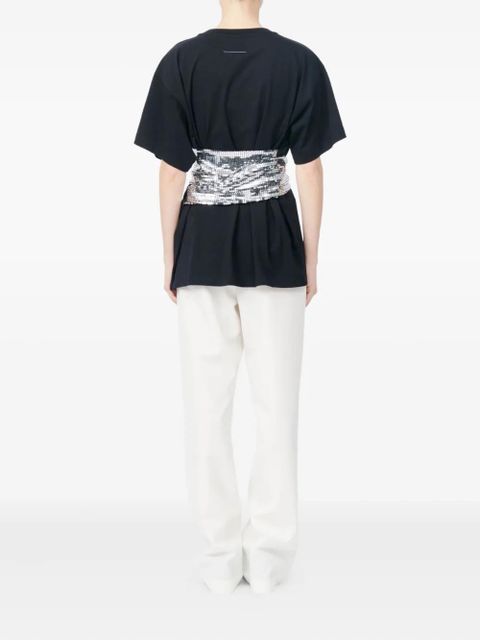 MM6 Maison Margiela roundneck sequin belt sweater - Black