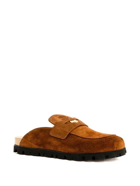 Miu Miu leather suede mules - Brown - zdjęcie produktu nr 2