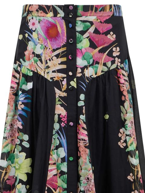 Charo Ruiz Ibiza floral-print buttoned maxi skirt - Black