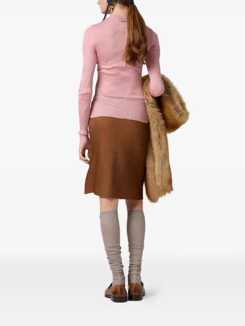 Miu Miu V-neck ribbed top - Pink