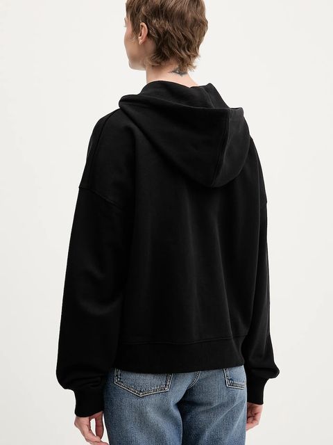 Guess Jeans bluza bawełniana damska kolor czarny z kapturem gładka W6RQ32 K68I4 - zdjęcie produktu nr 2