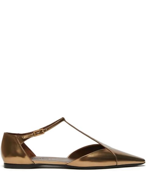 Max Mara metallic pointed-toe ballet flats - Gold - zdjęcie produktu nr 1