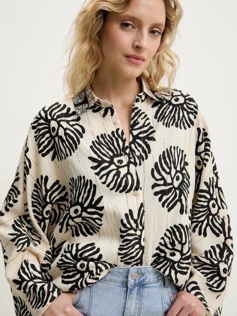 Answear.LAB koszula damska kolor czarny relaxed z kołnierzykiem klasycznym