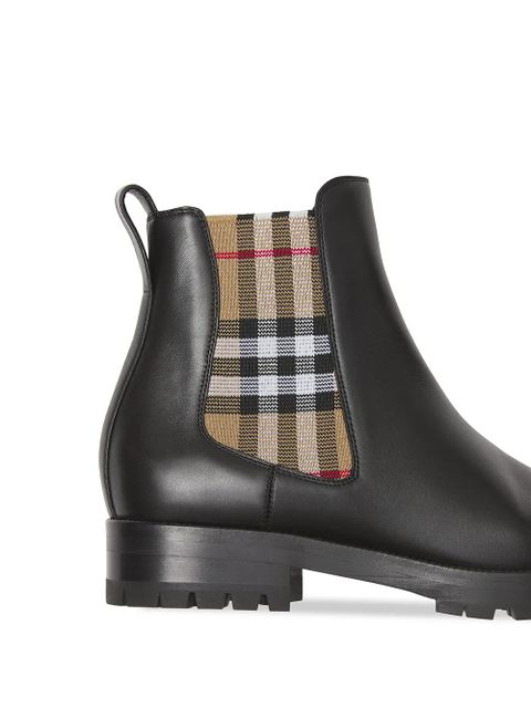 Burberry Chelsea check-panel boots - Black