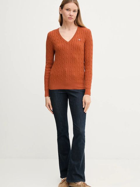 Gant sweter damski kolor pomarańczowy lekki - zdjęcie produktu nr 2