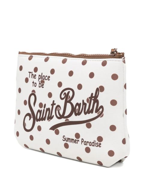 MC2 Saint Barth Aline polka dot logo-print clutch bag - Neutrals