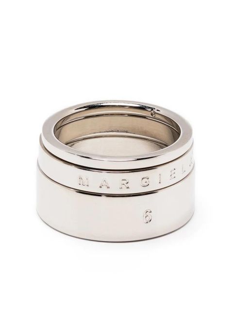 MM6 Maison Margiela engraved-logo stacking rings - Silver - zdjęcie produktu nr 1