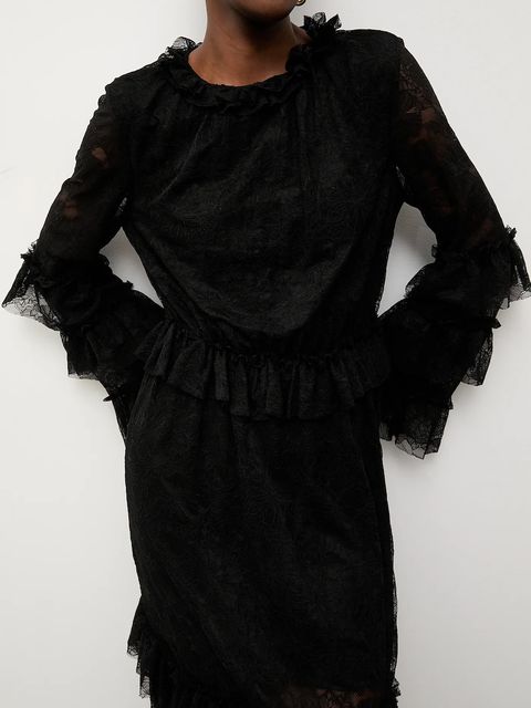 Answear.LAB sukienka kolor czarny maxi rozkloszowana